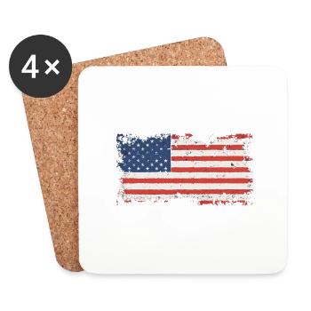 USA Flagge Amerika - Untersetzer (4er-Set) - Weiß - Vorne