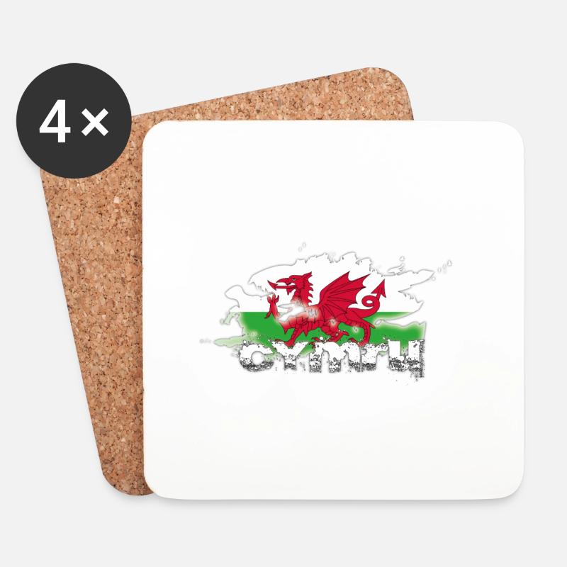 Wales Fanartikel - Untersetzer (4er-Set) - Weiß
