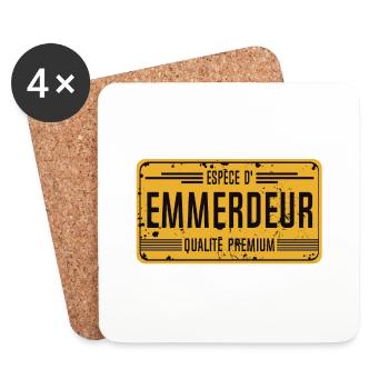 emmerdeur insulte humour panneau plaque - Dessous de verre (lot de 4) - blanc - Devant