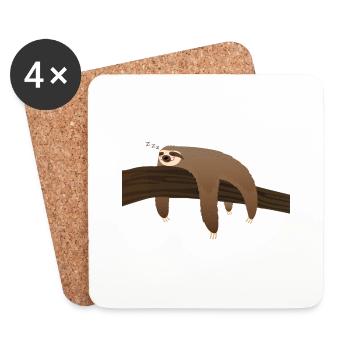 Sloth Relax Chill Nap sleep - Dessous de verre (lot de 4) - blanc - Devant