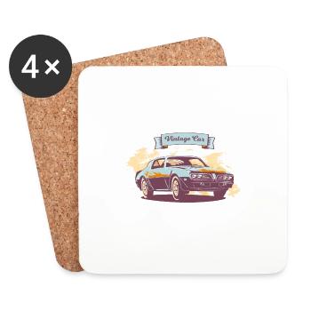 Vintage Car Auto Car Lovers Vintage Fanatics - Coasters (set of 4) - white - Front