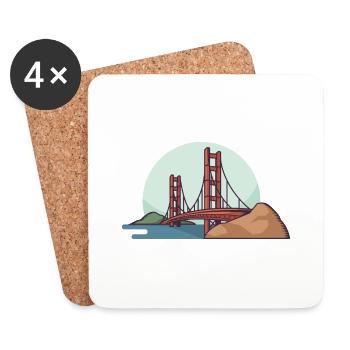 Golden Gate Bridge - Untersetzer (4er-Set) - Weiß - Vorne