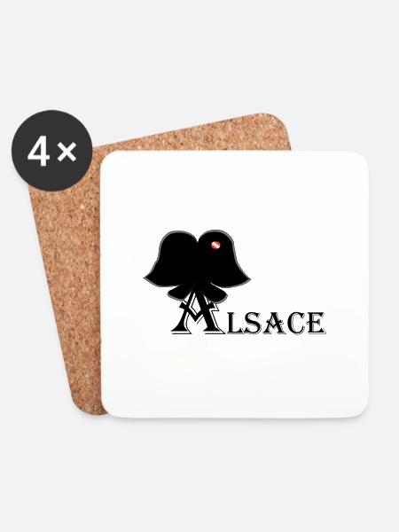 Elsässischer Kopfschmuck - Untersetzer (4er-Set) - Weiß