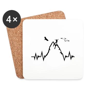 Mountaineer Heartbeat - Mountain ECG Heartline - Coasters (set of 4) - white - Front