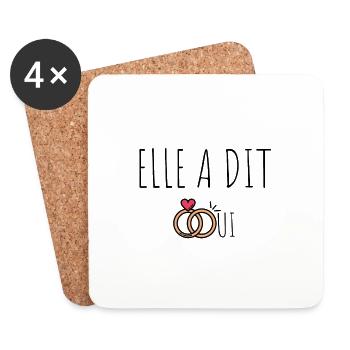 ELLE A DIT OUI, idée cadeau tshirt - Dessous de verre (lot de 4) - blanc - Devant