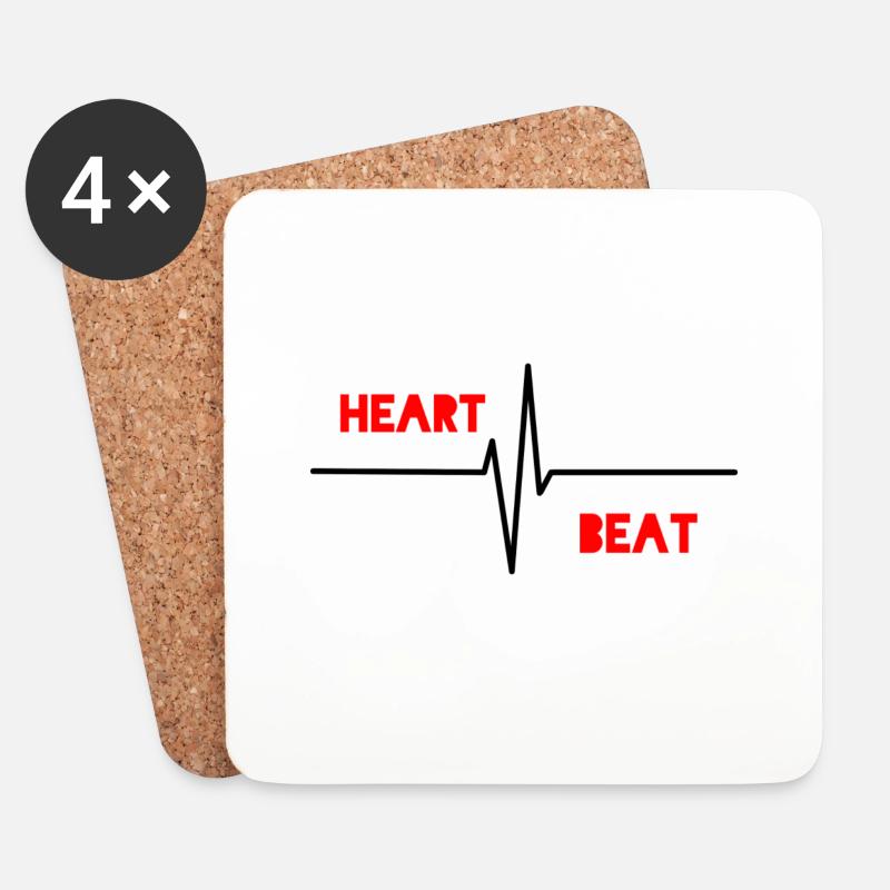 Heart Beat - Untersetzer (4er-Set) - Weiß