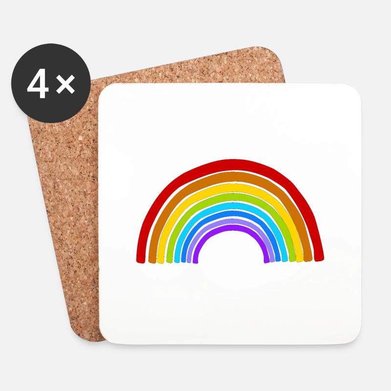 Regenbogen - Untersetzer (4er-Set) - Weiß