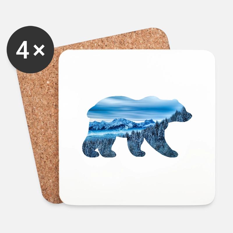 Saisonale Tiere - Winter Edition - Untersetzer (4er-Set) - Weiß