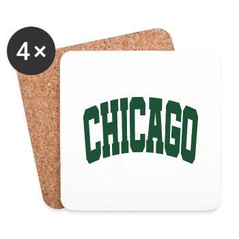 Chicago lettering green - Coasters (set of 4) - white - Front