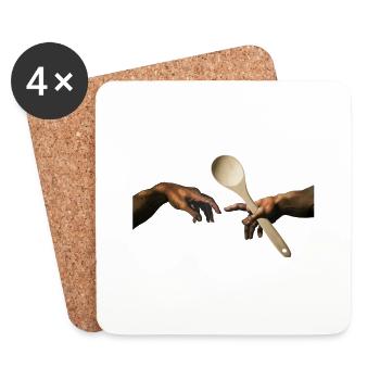 Cuillère en bois Michel-Ange - Dessous de verre (lot de 4) - blanc - Devant