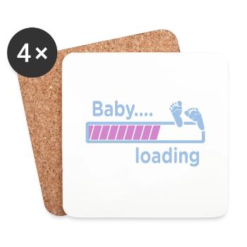 baby loading, Schwangerschaft - Untersetzer (4er-Set) - Weiß - Vorne