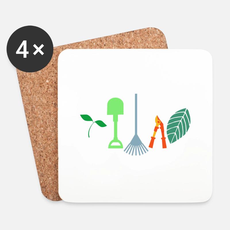 Gartenarbeit Gartengeräte - Untersetzer (4er-Set) - Weiß