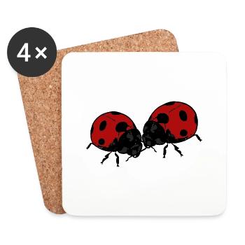 Marienkäfer Ladybug Lady Bug - Untersetzer (4er-Set) - Weiß - Vorne