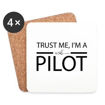 Trust me i’m a pilot cadeau avion copilot - Dessous de verre (lot de 4) - blanc - Devant