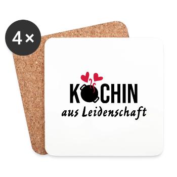 Köchin Leidenschaft Liebe Topf Herzen Kochen Gril - Untersetzer (4er-Set) - Weiß - Vorne