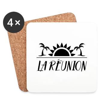 La Réunion 974 - Dessous de verre (lot de 4) - blanc - Devant