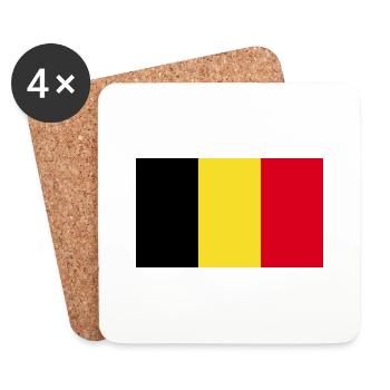 Belgique drapeau belge Coeur Belge - Dessous de verre (lot de 4) - blanc - Devant