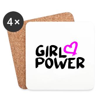 Feminism Feminist Vector Girl Power Design - Coasters (set of 4) - white - Front