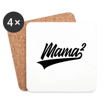 ZWEIFACHE MAMA HOCH 2 KINDER - Untersetzer (4er-Set) - Weiß - Vorne