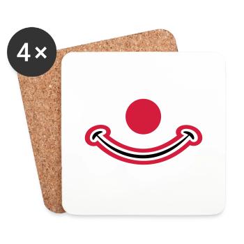 Clown face with red nose. Clown face - Coasters (set of 4) - white - Front