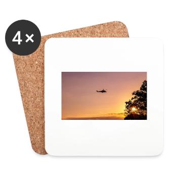 military helicopter in the sky - Coasters (set of 4) - white - Front