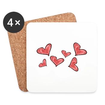 Cœur Coeur - Dessous de verre (lot de 4) - blanc - Devant