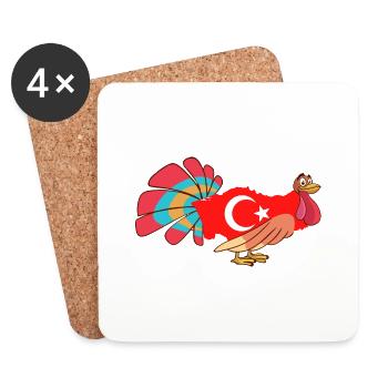 Lustiger Turkey Truthahn - Untersetzer (4er-Set) - Weiß - Vorne