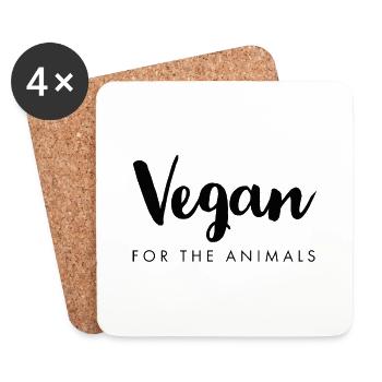 Vegan for the animals - Coasters (set of 4) - white - Front