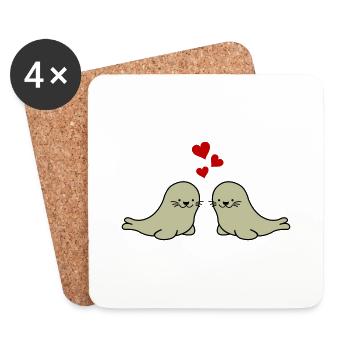 seals in love - Coasters (set of 4) - white - Front