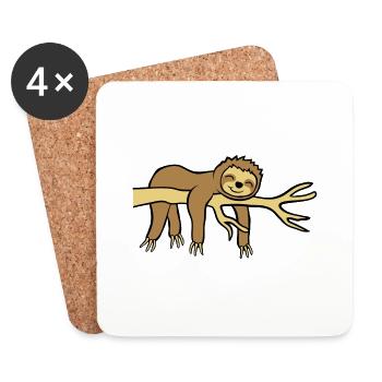 Happy hanging sloth - Coasters (set of 4) - white - Front