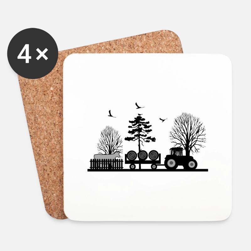 Traktor - Untersetzer (4er-Set) - Weiß