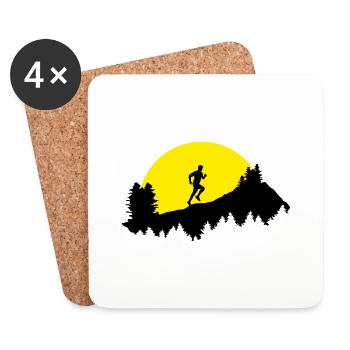 Trail running, course, coureur, homme - Dessous de verre (lot de 4) - blanc - Devant
