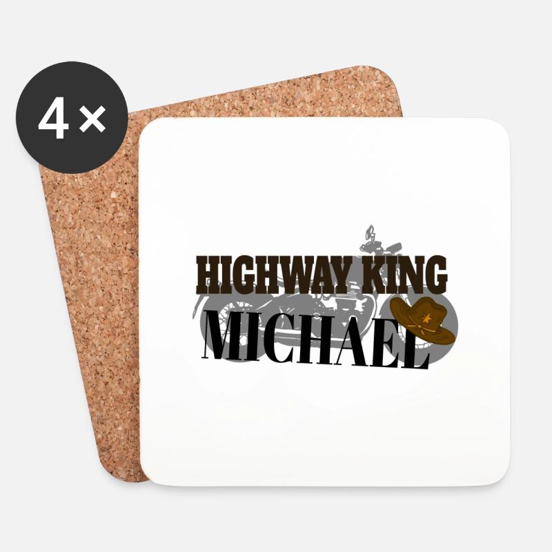 Autobahn König Michael - Motorrad - Untersetzer (4er-Set) - Weiß