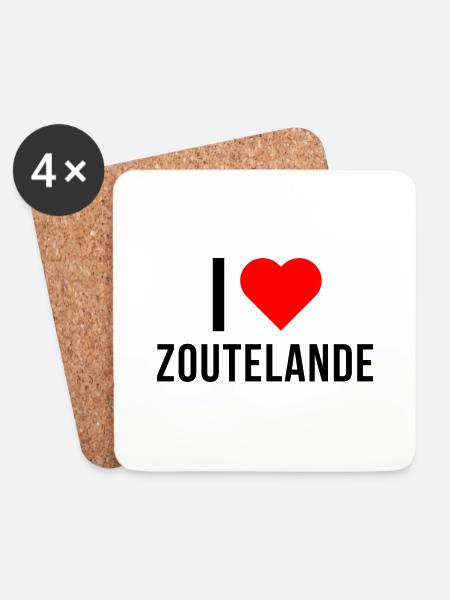 I Love Zoutelande - Untersetzer (4er-Set) - Weiß