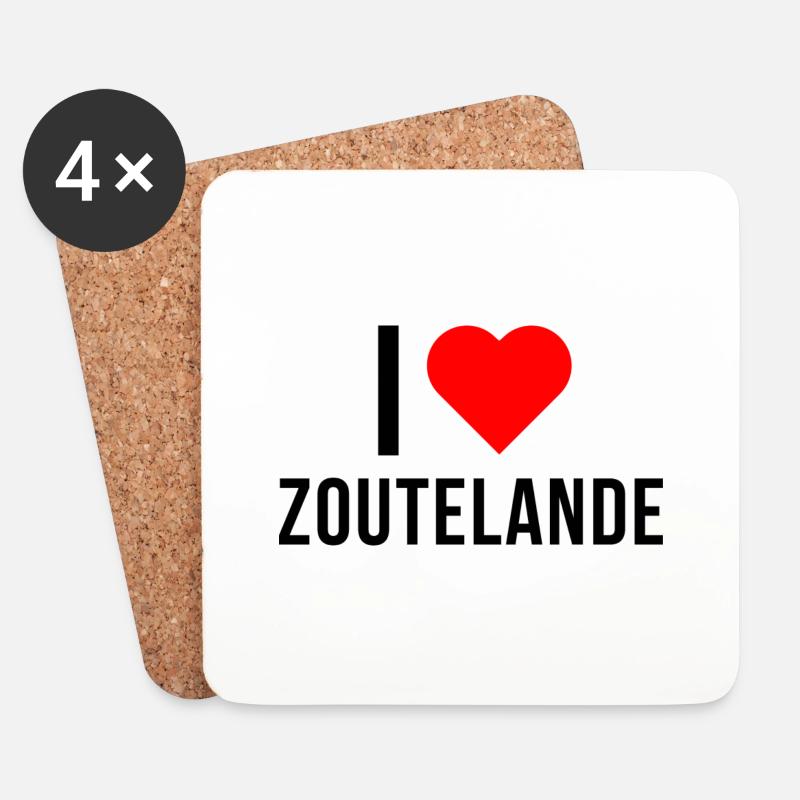 I Love Zoutelande - Untersetzer (4er-Set) - Weiß