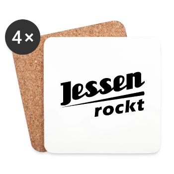Jessen rockt - Textdesign mit Stadtnamen - Untersetzer (4er-Set) - Weiß - Vorne