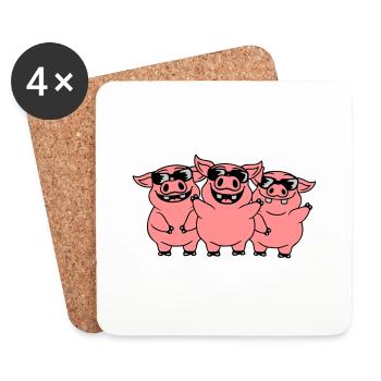Lunettes de soleil Cool Pigs Équipe - Dessous de verre (lot de 4) - blanc - Devant