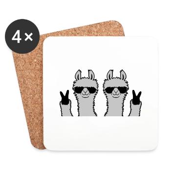 Team Lama Freunde Peace - Untersetzer (4er-Set) - Weiß - Vorne