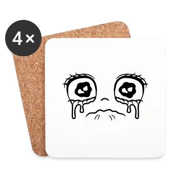 Crying sad girl face - Coasters (set of 4) - white - Front