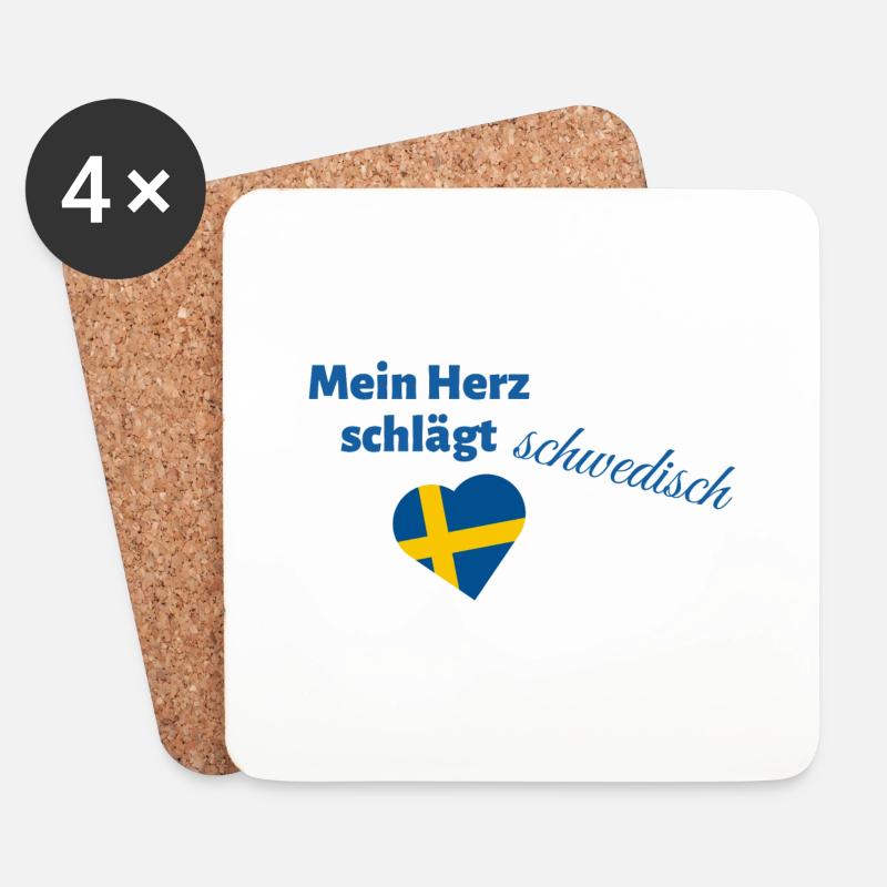 Mein Herz schlägt schwedisch - Untersetzer (4er-Set) - Weiß