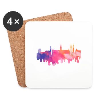 Hambourg Allemagne City Skyline Splash Coloré - Dessous de verre (lot de 4) - blanc - Devant