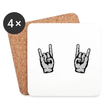 2 mains Heavy Metal - Dessous de verre (lot de 4) - blanc - Devant