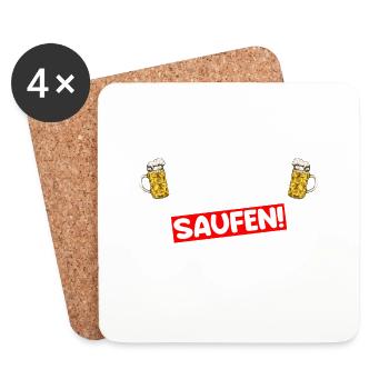 Nur zum Saufen Hier Mallorca Bier JGA Party - Untersetzer (4er-Set) - Weiß - Vorne