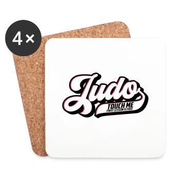 Farben änderbar | Judo Schriftzug - Untersetzer (4er-Set) - Weiß - Vorne