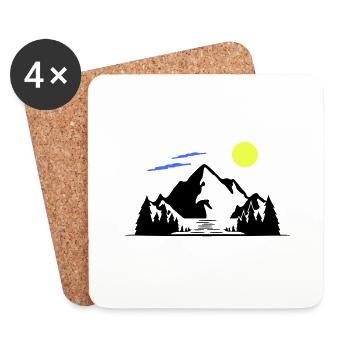Berge - Untersetzer (4er-Set) - Weiß - Vorne