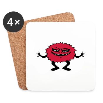 Dangereux monstre comique poilu - Dessous de verre (lot de 4) - blanc - Devant