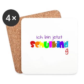 Ich bin jetzt Schulkind Schulking Einschulung - Untersetzer (4er-Set) - Weiß - Vorne