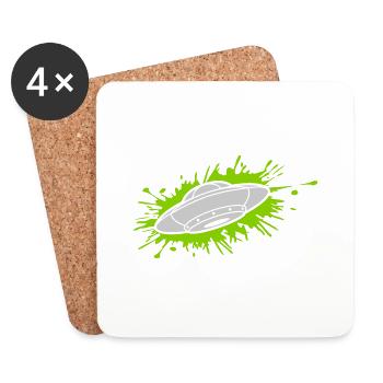 Drops of Color Splash UFO Aliens - Coasters (set of 4) - white - Front