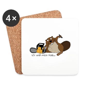 Ich und mein Holz... - Untersetzer (4er-Set) - Weiß - Vorne