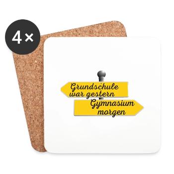 Grundschule war gestern - Untersetzer (4er-Set) - Weiß - Vorne